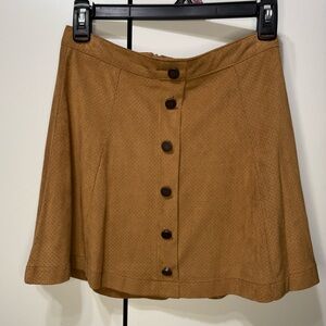 Suede Tan Button-Front Women's Skirt